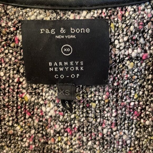 Rag and Bone Lory Knot Leather Trim Leather Jacket - Picture 3 of 13